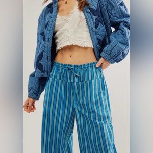 Free People Blue Striped Pants